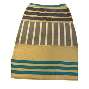 Neesh by D.A.R. Women’s Striped Patchwork Skirt Size Large 100% Cotton Lithuania
